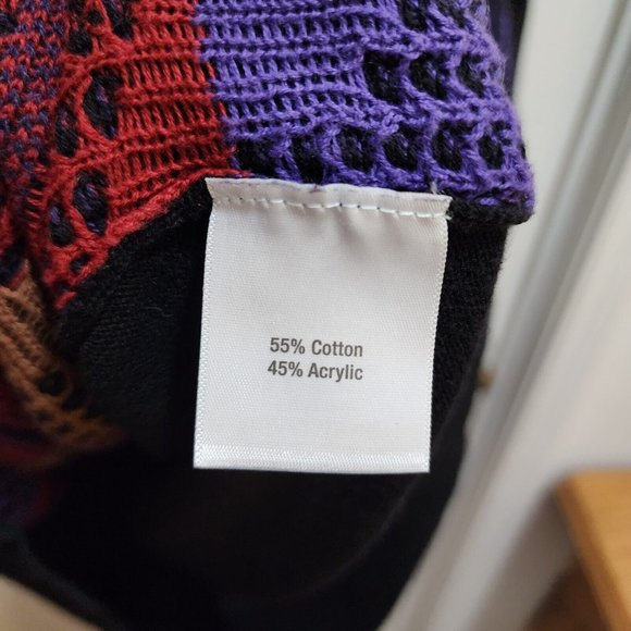 VTG Norm Thompson Black Rainbow Striped Coogi Style Grandpa Sweater Biggie Sz L - Picture 7 of 8